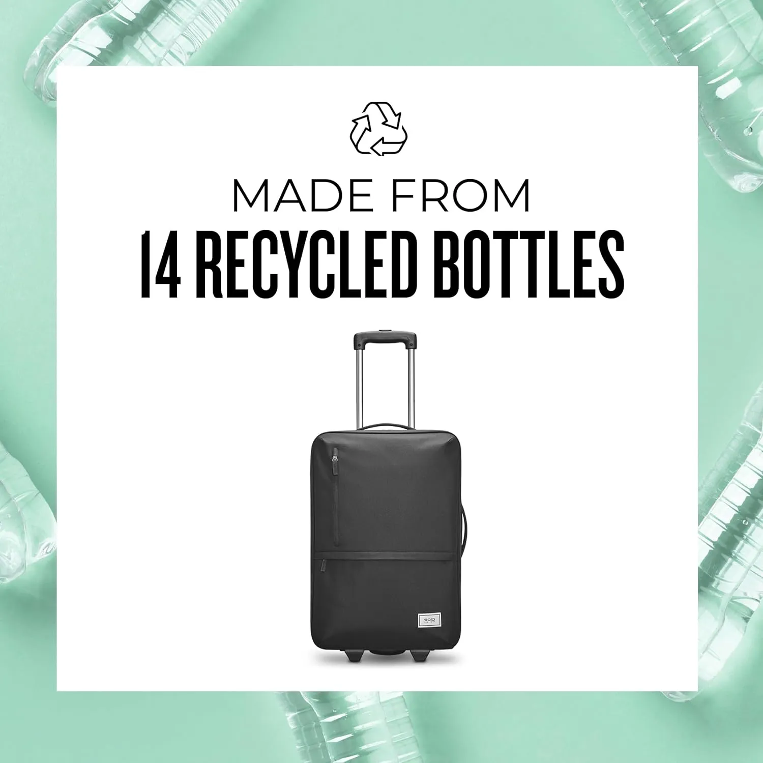 Solo New York Re:treat Carry-On 22" 2-Wheel Upright, Made from Recycled Materials, Black