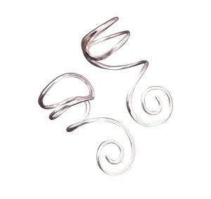 Spiral Handcrafted Sterling Silver Ear Cuff Pair