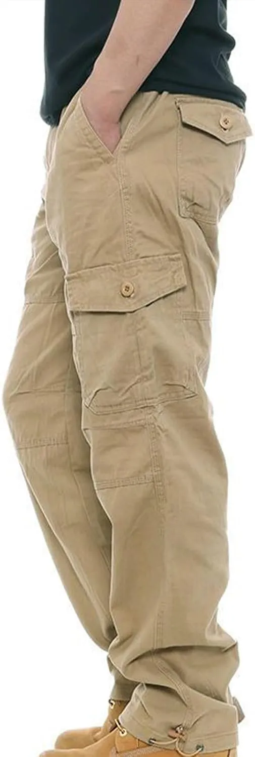 Straight Fit Cargo Pants for Men Cotton Active Wear Pants Durable Tactical Pants Casual Loose Pants Hiking Pants