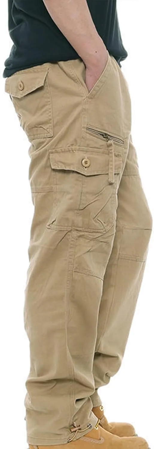 Straight Fit Cargo Pants for Men Cotton Active Wear Pants Durable Tactical Pants Casual Loose Pants Hiking Pants