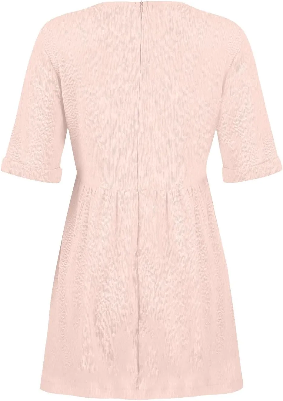 Summer Dress for Women 2024 Trendy Casual V-Neck Short Sleeve Solid Sundress Loose Flowy Beach Dress with Pockets