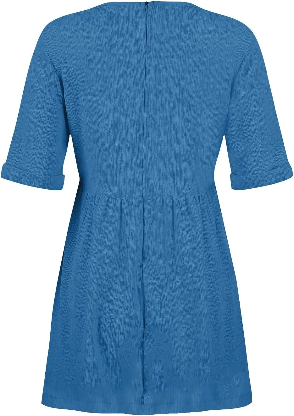 Summer Dress for Women 2024 Trendy Casual V-Neck Short Sleeve Solid Sundress Loose Flowy Beach Dress with Pockets