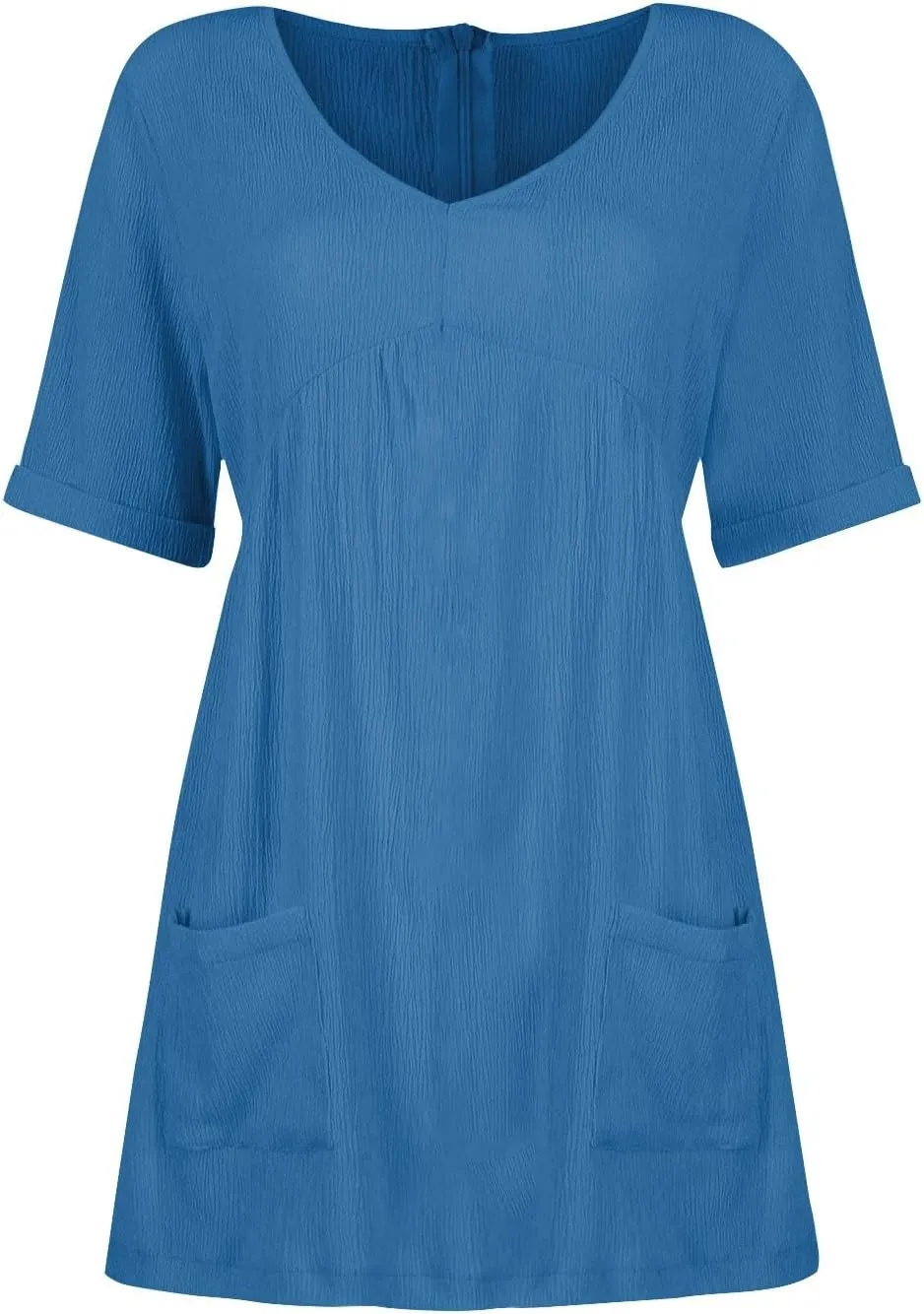 Summer Dress for Women 2024 Trendy Casual V-Neck Short Sleeve Solid Sundress Loose Flowy Beach Dress with Pockets
