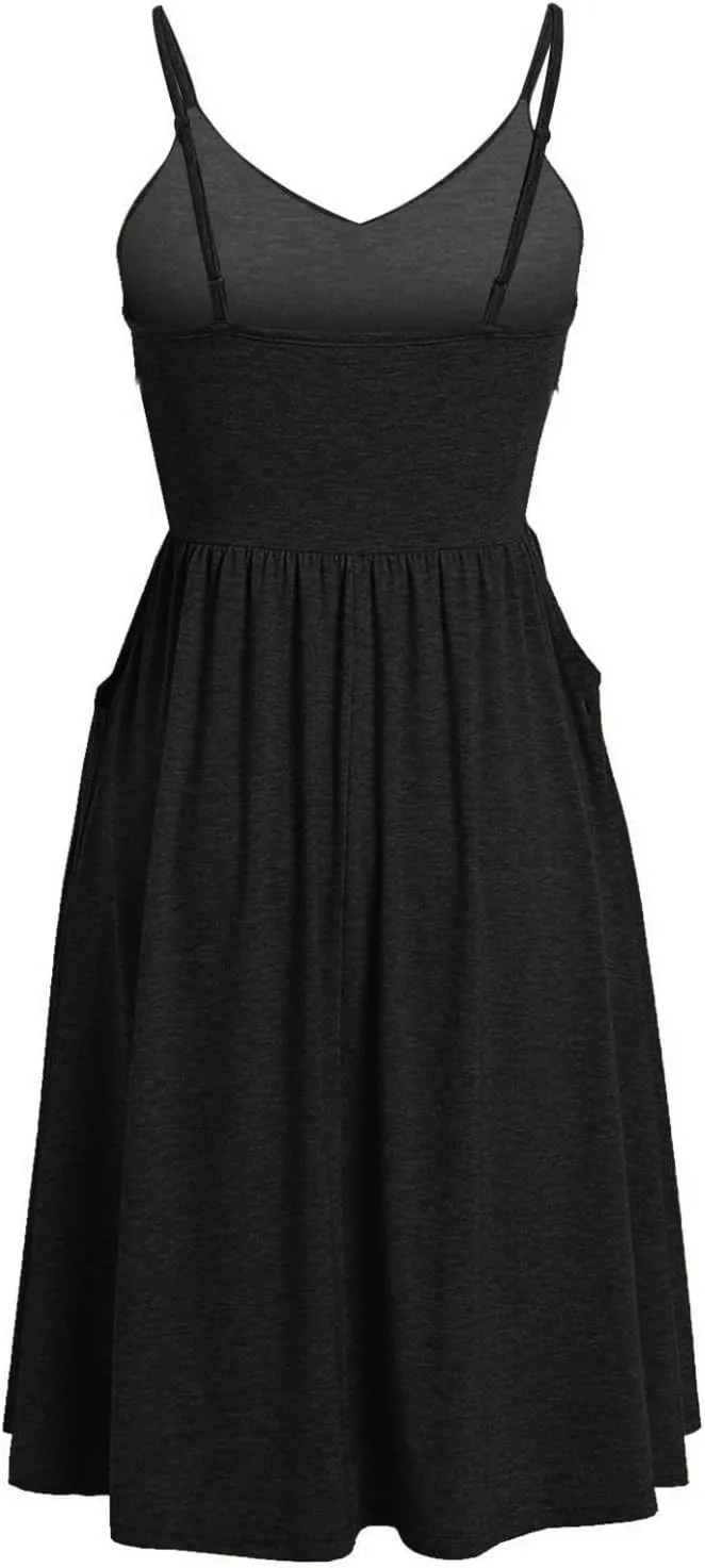Summer Dress for Women Ruched Flowy Sundress Casual Floral Beach Dresses Flattering A-Line Spaghetti Strap Midi Dress