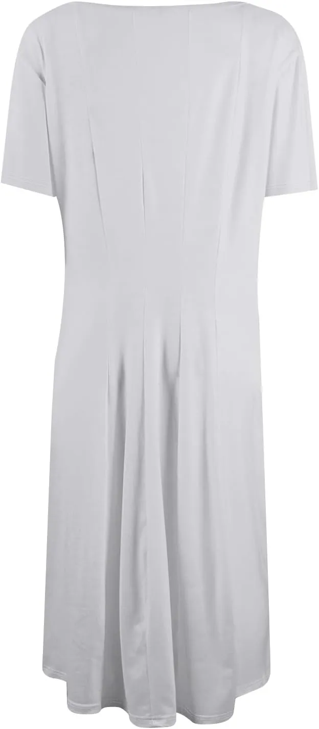 Summer Dresses for Women 2025 Beach Vacation Spring Clothes Short Sleeve Round Neck Fashion Midi Dress