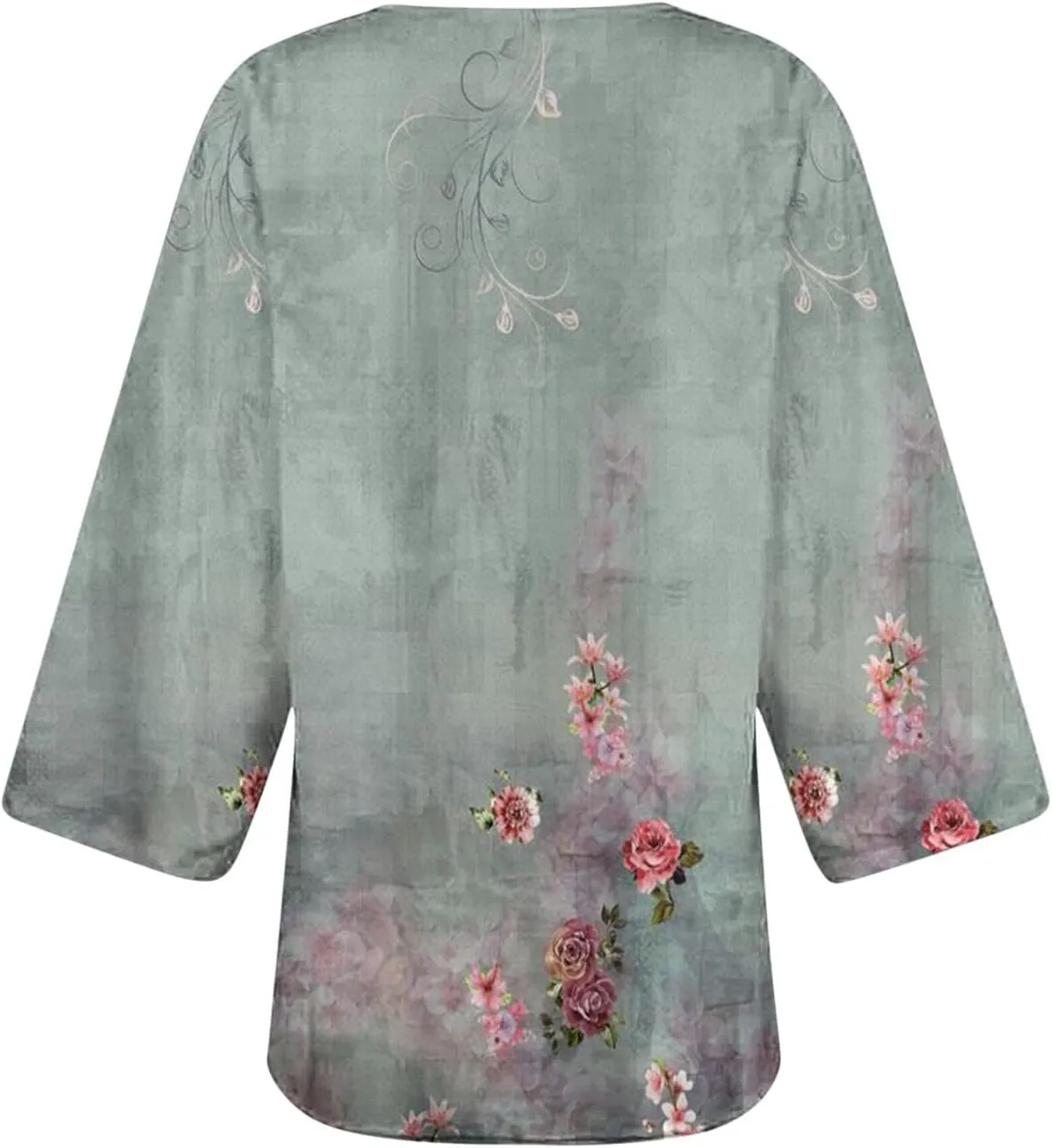 Summer Puff Sleeve Cardigans Womens Fashion Floral Printed Kimono Cardigan Casual Loose Fit lightweight Cover Up Blouse Tops