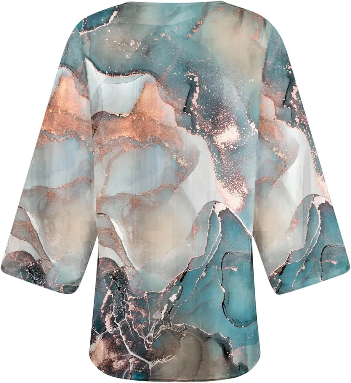 Summer Puff Sleeve Cardigans Womens Fashion Floral Printed Kimono Cardigan Casual Loose Fit lightweight Cover Up Blouse Tops