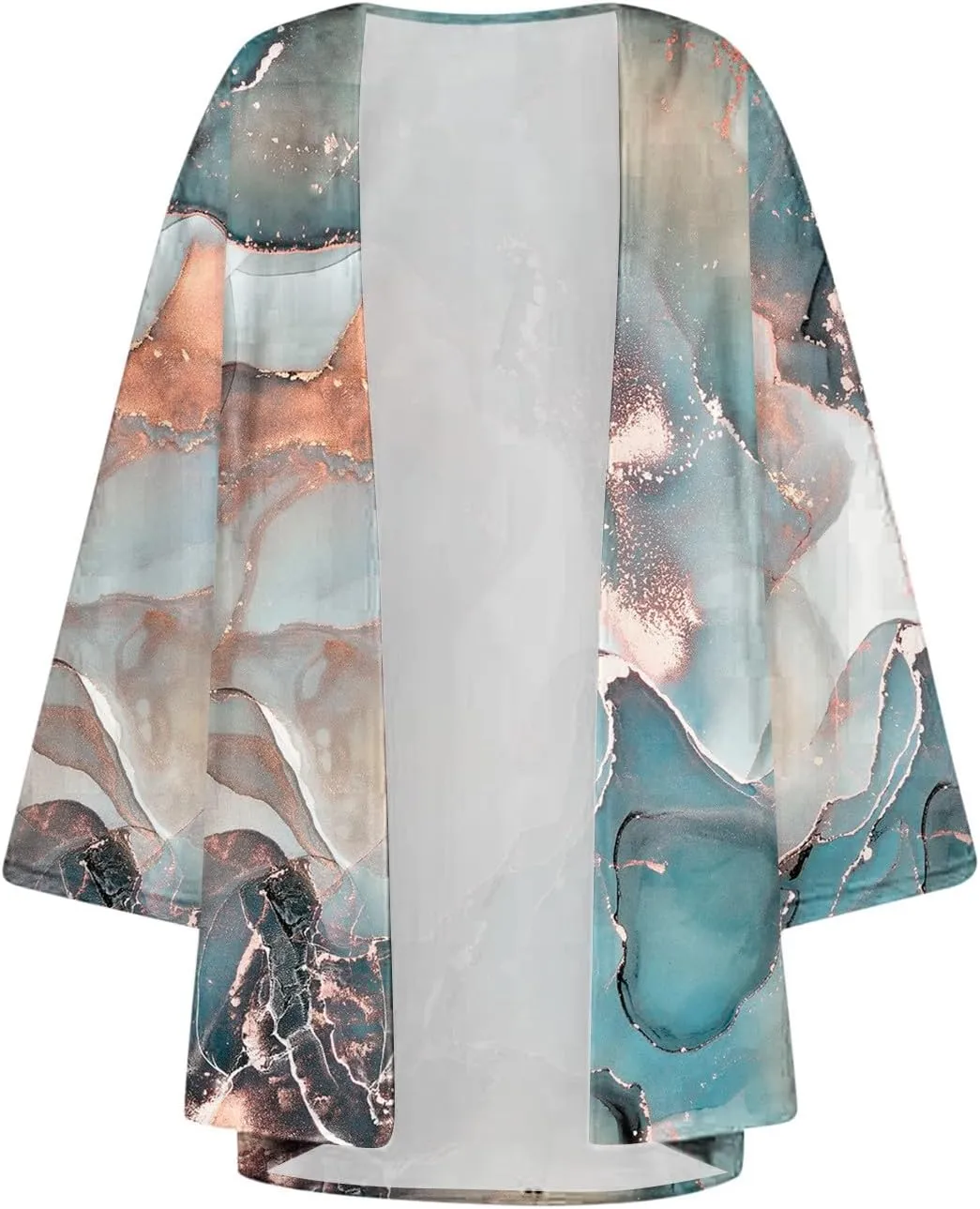 Summer Puff Sleeve Cardigans Womens Fashion Floral Printed Kimono Cardigan Casual Loose Fit lightweight Cover Up Blouse Tops