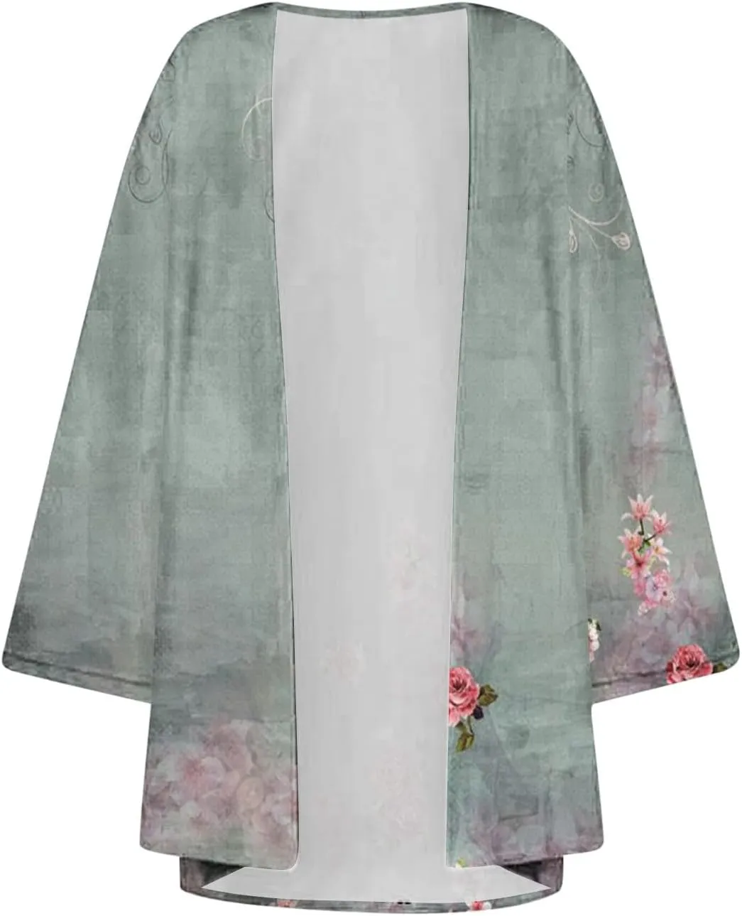 Summer Puff Sleeve Cardigans Womens Fashion Floral Printed Kimono Cardigan Casual Loose Fit lightweight Cover Up Blouse Tops