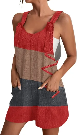 Summer Rompers for Women 2025 Casual Loose Short Overalls Adjustable Shoulder Straps Shorts Overall with Pockets