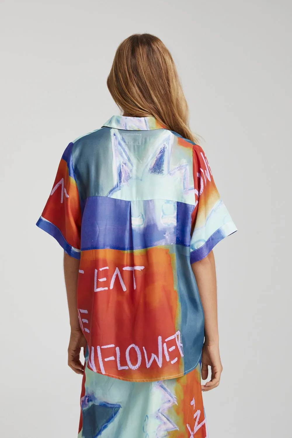 SUMMI SUMMI Womens Button Up Shirt - Blue Sunflower