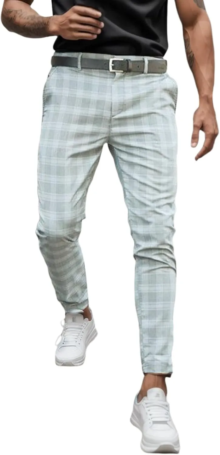 Sweat Pants Pack Joggers Mens Casual Pants Men's Fashion Stretch Pants Slim Fit Plaid Pants Business Chino Pants Golf Pants