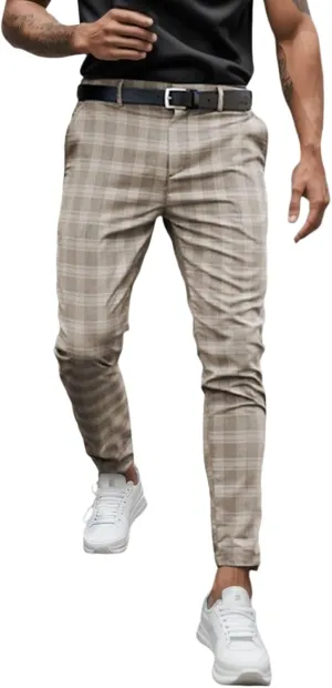 Sweat Pants Pack Joggers Mens Casual Pants Men's Fashion Stretch Pants Slim Fit Plaid Pants Business Chino Pants Golf Pants