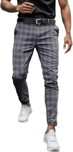 Sweat Pants Pack Joggers Mens Casual Pants Men's Fashion Stretch Pants Slim Fit Plaid Pants Business Chino Pants Golf Pants