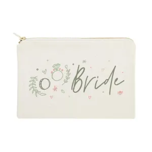 The Cotton & Canvas Co. Floral Bride Wedding Cosmetic Bag, Bridal Party Gift and Travel Make Up Pouch
