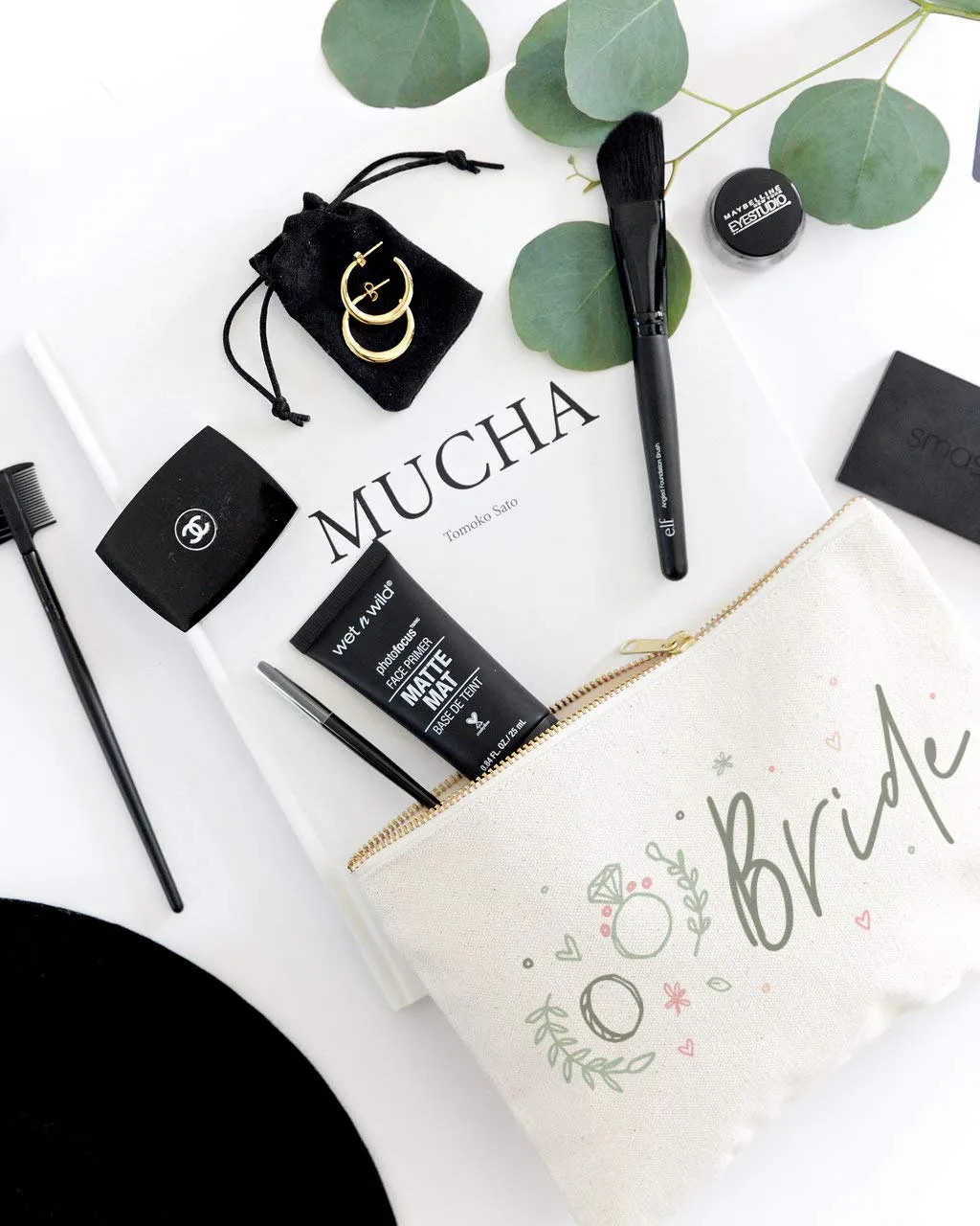 The Cotton & Canvas Co. Floral Bride Wedding Cosmetic Bag, Bridal Party Gift and Travel Make Up Pouch