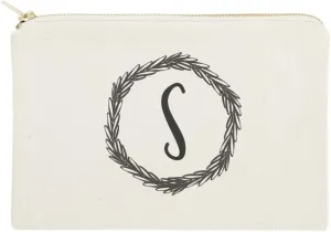 The Cotton & Canvas Co. Personalized Monogram with Wreath Cosmetic Bag and Travel Makeup Pouch