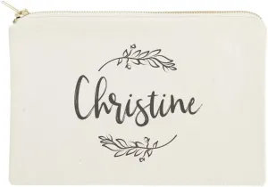 The Cotton & Canvas Co. Personalized Name with Vine Cosmetic Bag and Travel Make Up Pouch