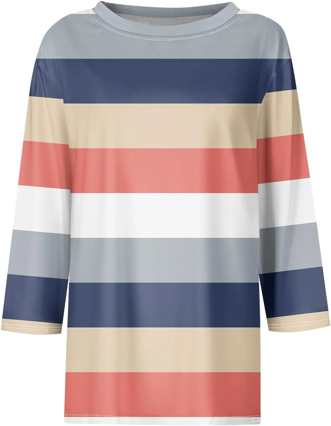 Tops for Women 3/4 Length Sleeve Crewneck Shirts 2024 Fall Casual Loose Fit Printed Blouse Cute Graphic Basic Tees