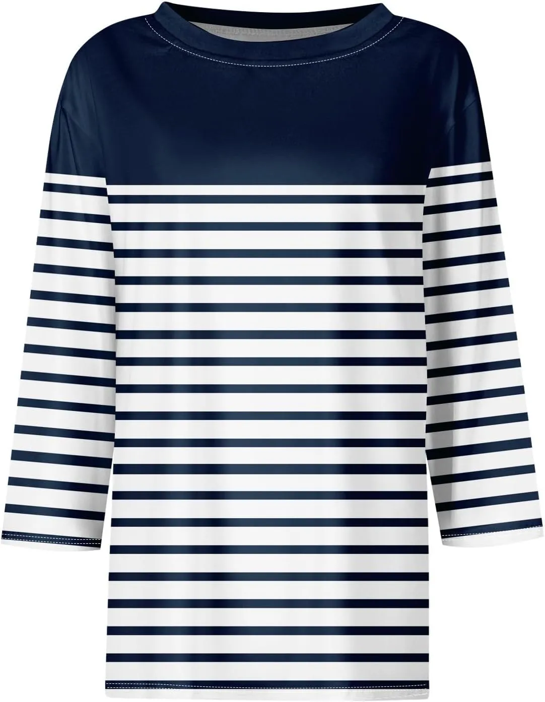Tops for Women 3/4 Length Sleeve Crewneck Shirts 2024 Fall Casual Loose Fit Printed Blouse Cute Graphic Basic Tees