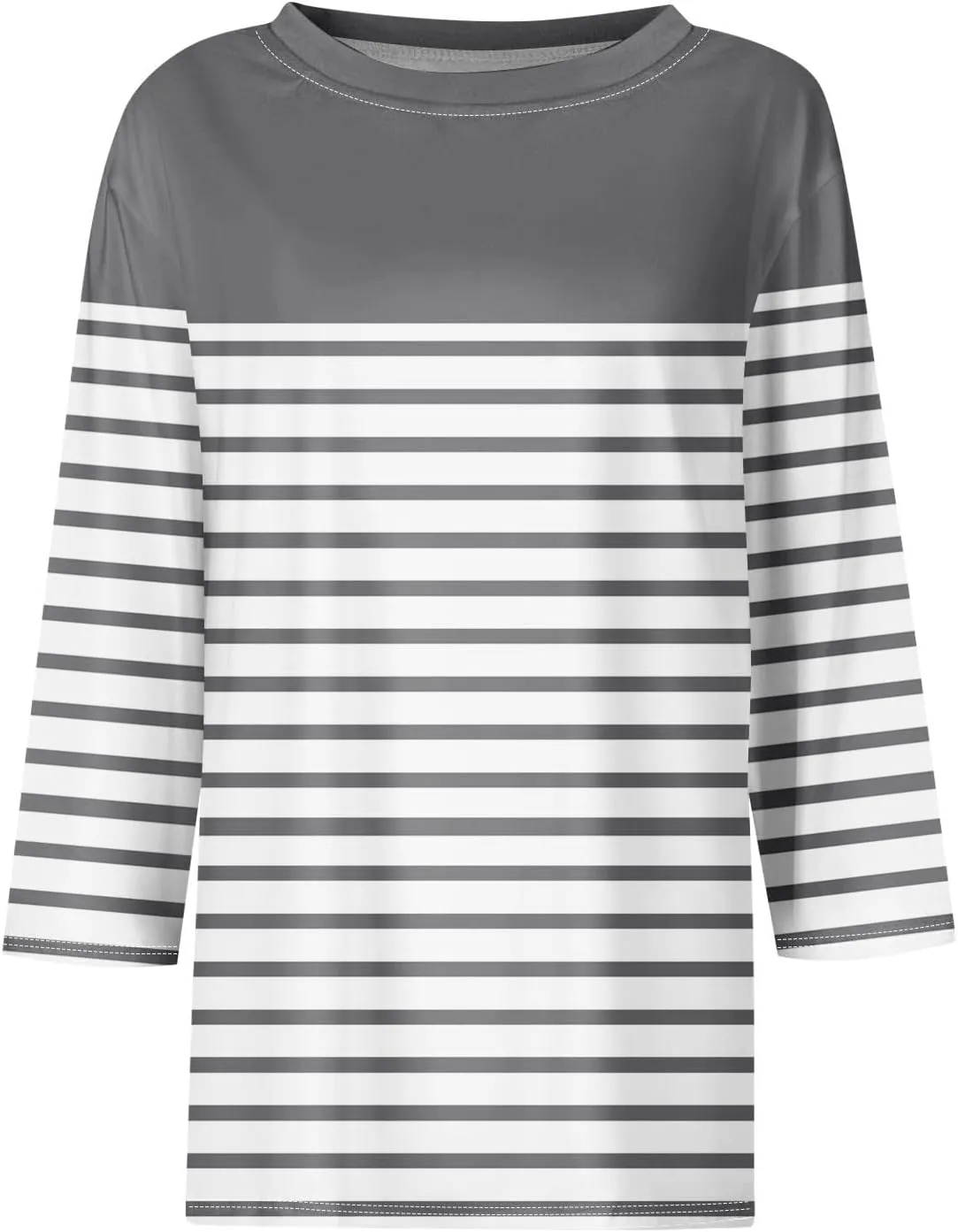 Tops for Women 3/4 Length Sleeve Crewneck Shirts 2024 Fall Casual Loose Fit Printed Blouse Cute Graphic Basic Tees