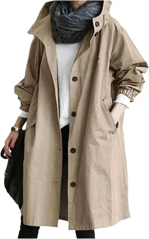 Trench Coat for Women Long Oversized Windbreaker Jackets Long Coats with Hood Casual Loose Jackets
