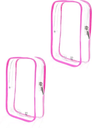 TSA Approved Toiletry Bag, Airplane Travel Essentials for Long Flight Flying European International Must Haves Small Quart Size Makeup Zipper Pouch (2, Pink, Pink)