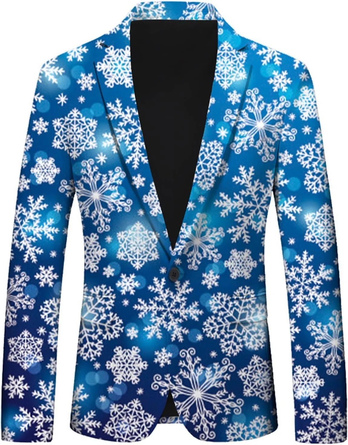 Ugly Christmas Men's Casual Blazer Long Sleeve Suit Jackets Cartoon Santa Claus Print Sports Coats One Button Business Jacket