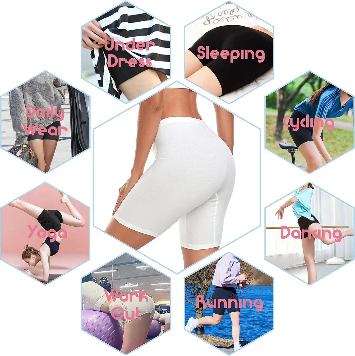 Under Dress Cotton Slip Shorts for Women Biker Shorts Anti Chafing Boy Shorts Underwear