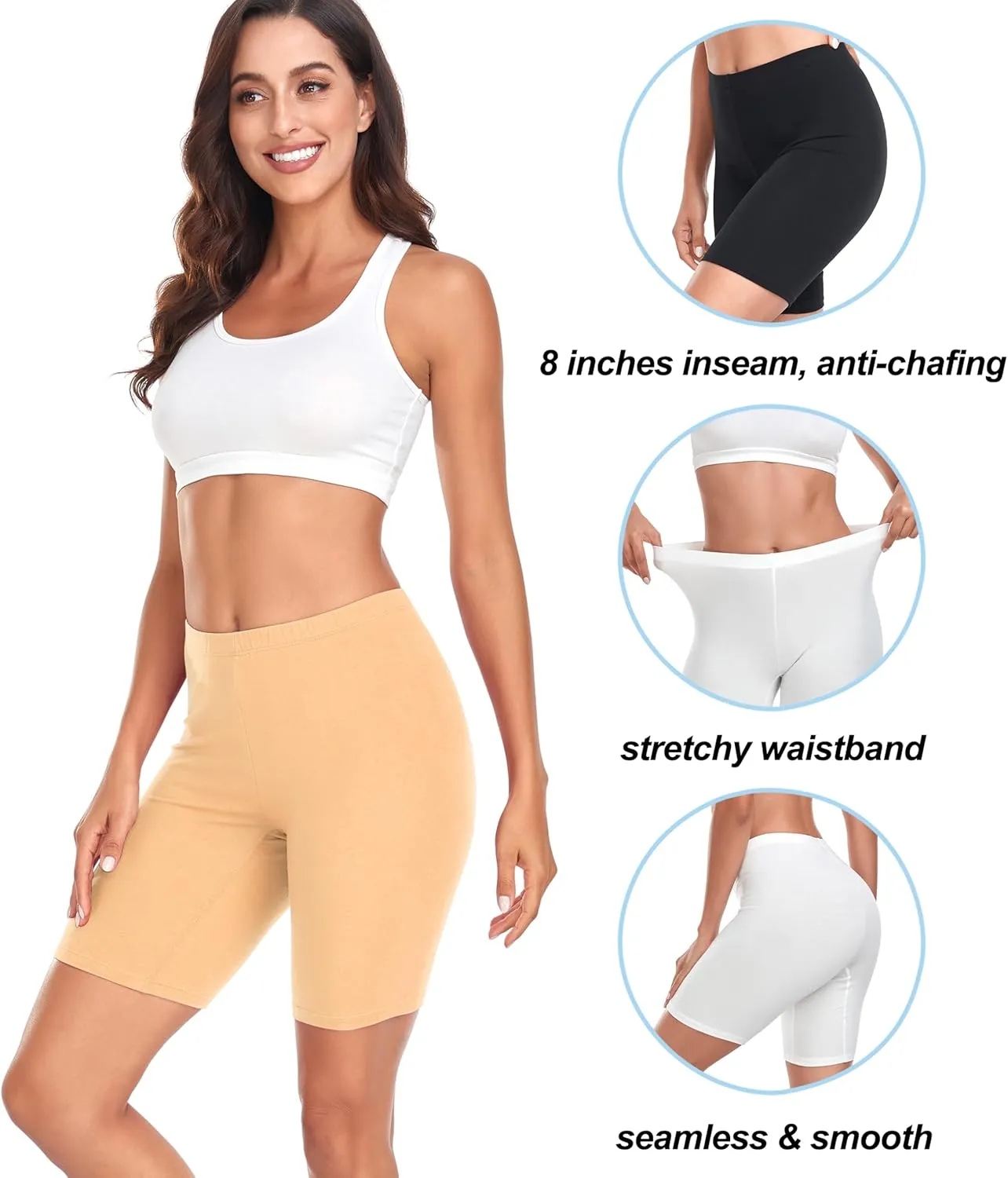 Under Dress Cotton Slip Shorts for Women Biker Shorts Anti Chafing Boy Shorts Underwear