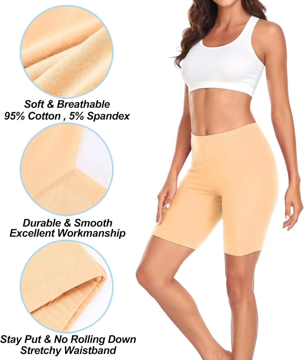 Under Dress Cotton Slip Shorts for Women Biker Shorts Anti Chafing Boy Shorts Underwear