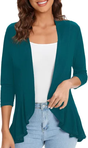 Urban CoCo Women's 3/4 Sleeve Casual Cardigans for Women Trendy Open Front Lightweight Cover Ups
