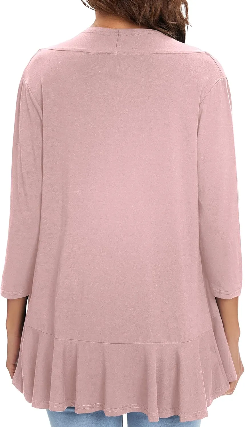 Urban CoCo Women's 3/4 Sleeve Casual Cardigans for Women Trendy Open Front Lightweight Cover Ups
