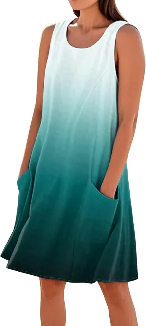 Vacation Dresses for Women 2025 Beach Summer Sleeveless Linen Midi Dress Flowy Plus Size Boho Sun Dresses with Pocket