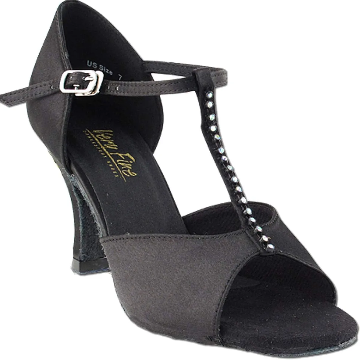 Very Fine Women's Ballroom Dance Shoes Tango Wedding Salsa Dance Shoes Black Satin and Stone 1609EB Comfortable Dance Shoes 2.5" Heel 6 M US [Bundle of 5]
