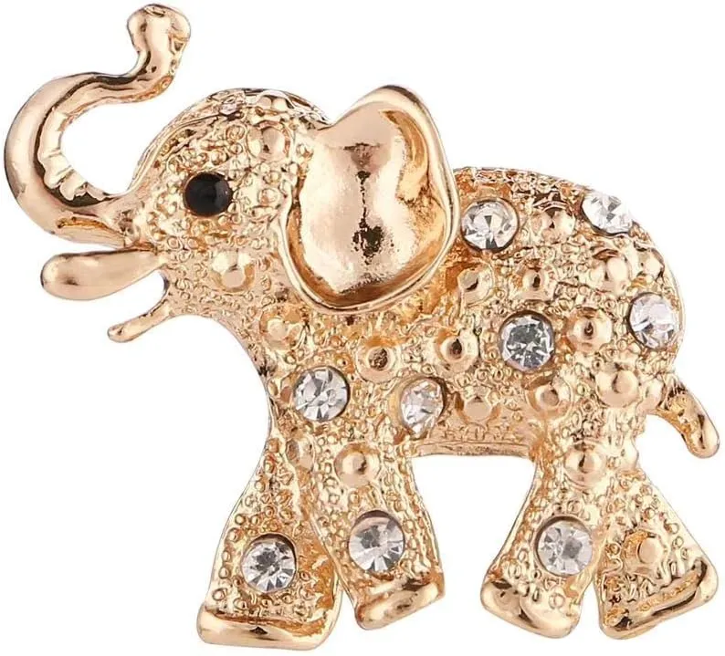 Vintage Brooches Jewelry Gold Plated Elephant Brooches and Pins Fashion Collar Animal Brooches for Women Men