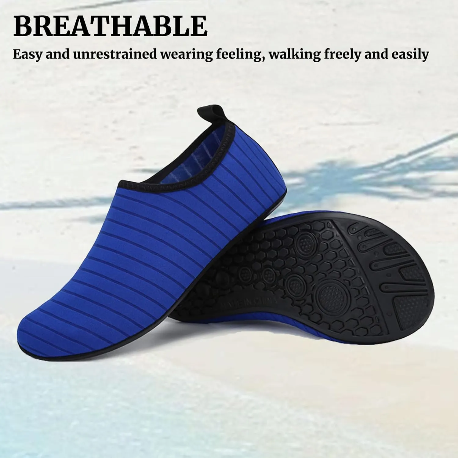 Water Shoes for Women Men Quick Dry Beach Shoe Aqua Socks Lightweight Casual Breathable Yoga Footwear Comfy Soft Swim Slip On Barefoot Pool Boating Camping Workout Sneakers Exercise Outdoor Unisex