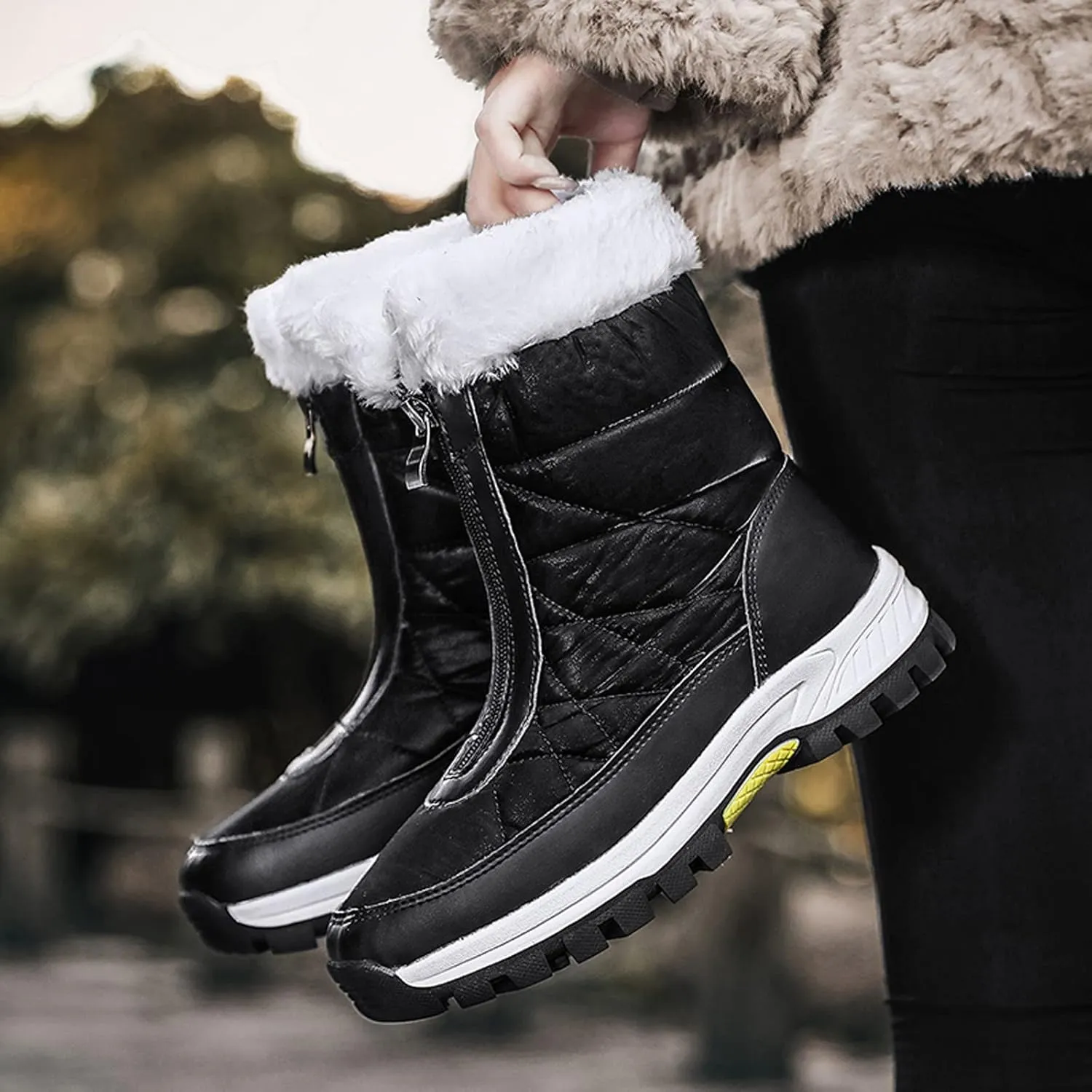 Winter Boots for Women Cute Women's Waterproof Boots Wide Width Ankle Snow Boots Womens Size 9 Womens Snow Shoes Waterproof Botas Para Invierno Mujer De Tacon