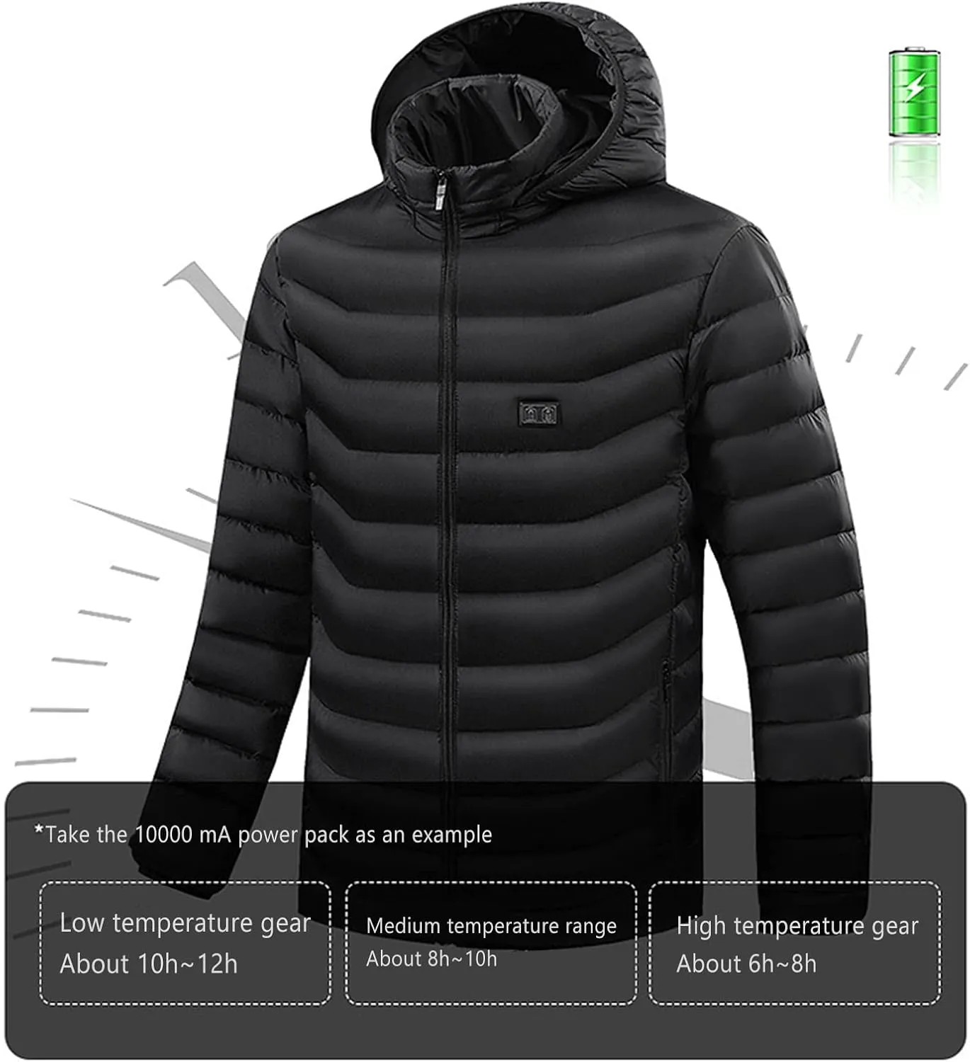 Winter Jacket For Men Cotton Padded Zipper Warm Fall Winter Hooded Coats Plus Velvet Solid Color Jacket Comfort