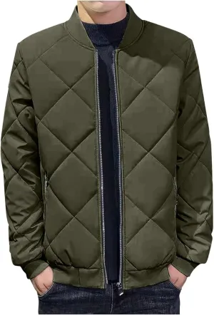 Winter Jacket For Men Cotton Padded Zipper Warm Fall Winter Plus Velvet Coats Stand Down Jacket Outerwear (XXXL)