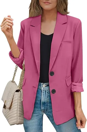 Women Business Casual Blazer with Lined,Professional Work Suit Jacket with PocketsLong Sleeve Button Open Front