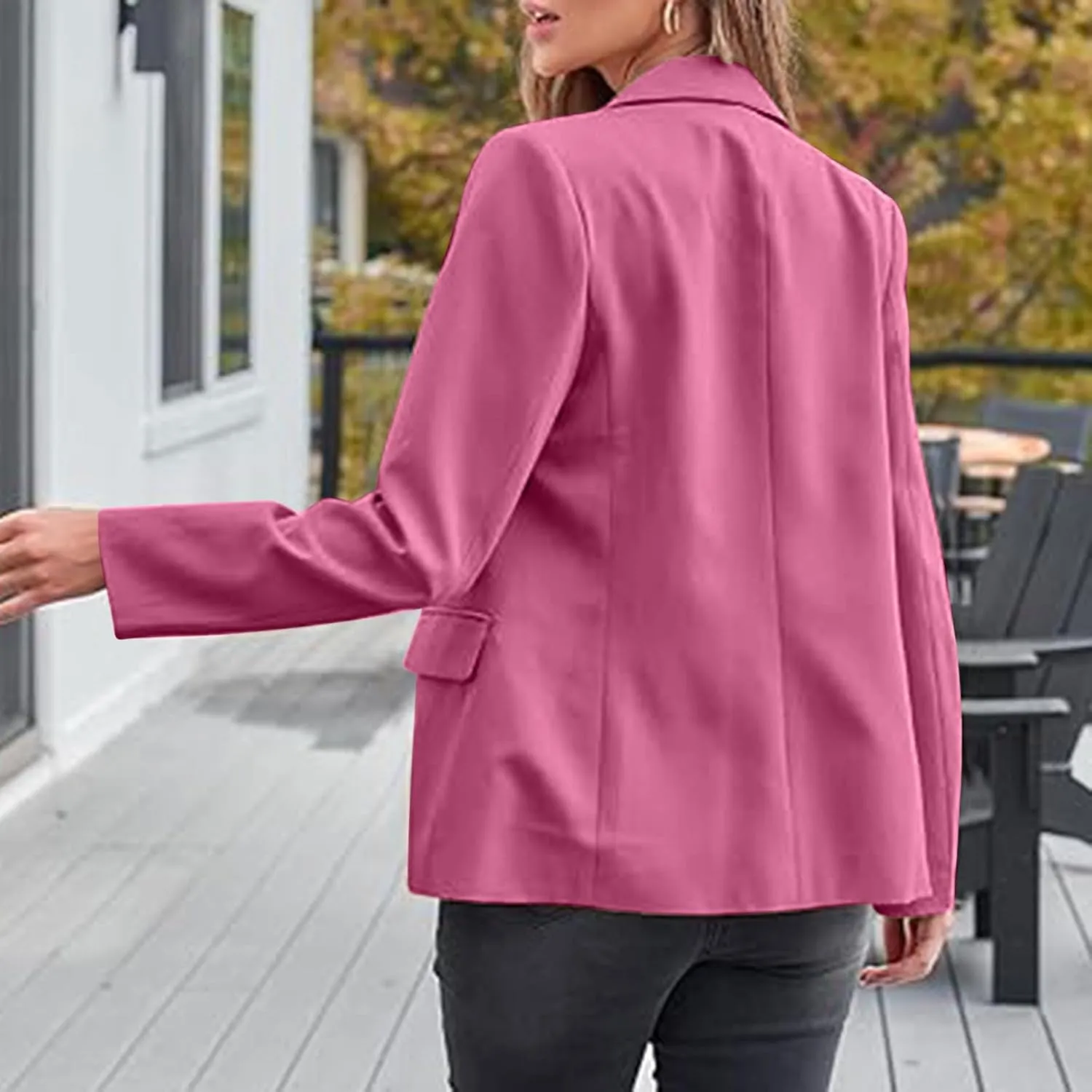 Women Business Casual Blazer with Lined,Professional Work Suit Jacket with PocketsLong Sleeve Button Open Front