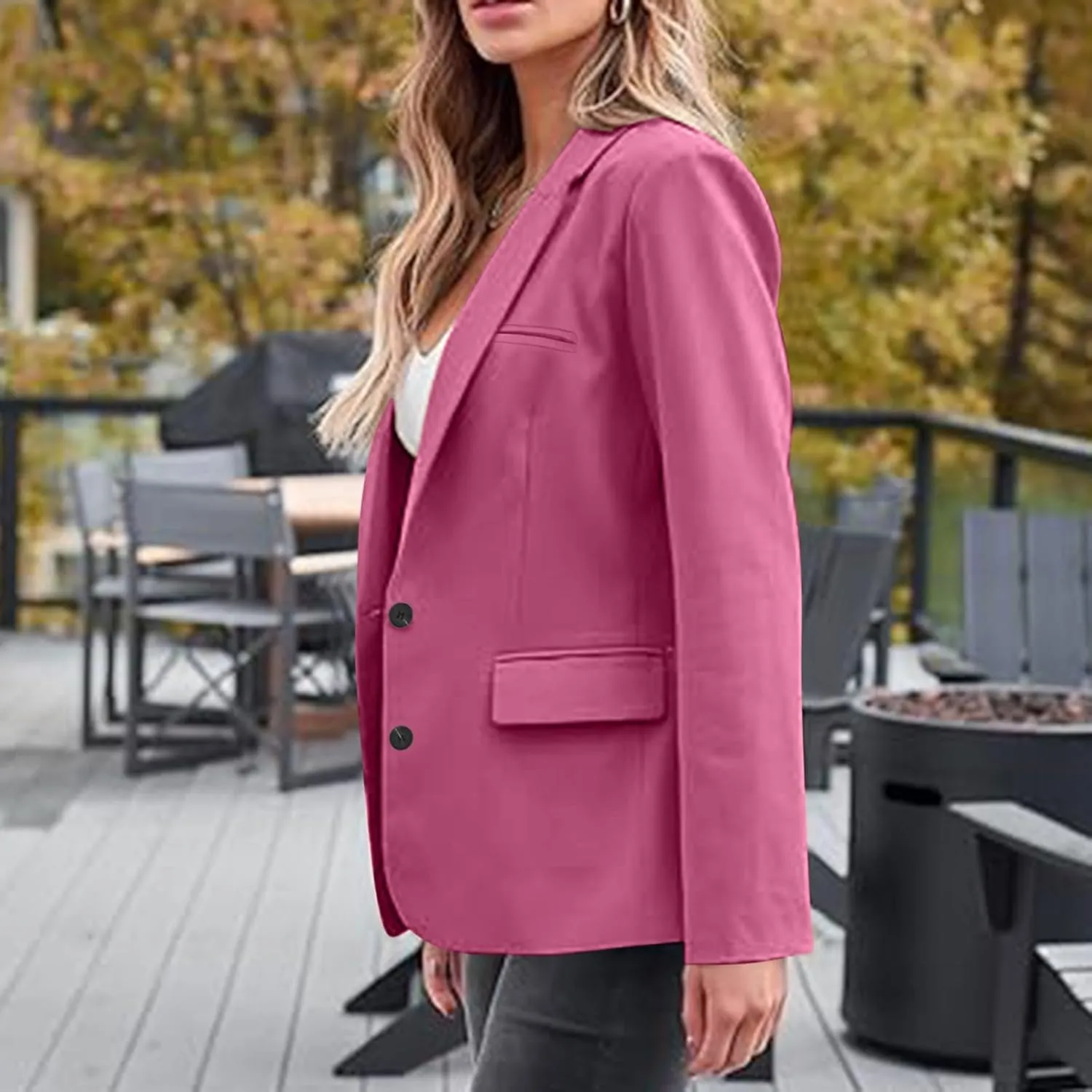 Women Business Casual Blazer with Lined,Professional Work Suit Jacket with PocketsLong Sleeve Button Open Front