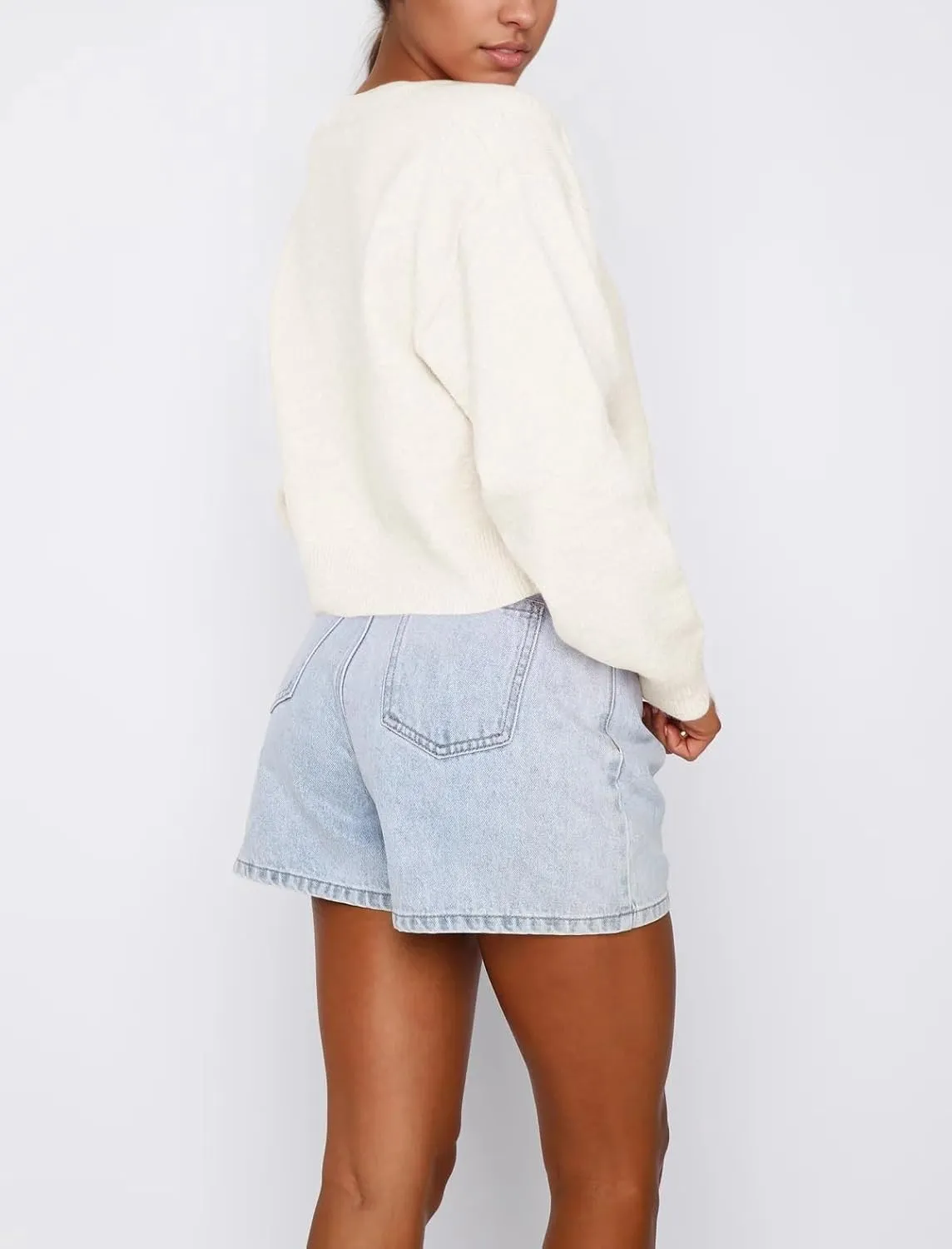 Women Casual Open Front Button Down Cropped Cardigan Sweaters Y2k Crewneck Long Sleeve Fall Knitwear Teen Clothes