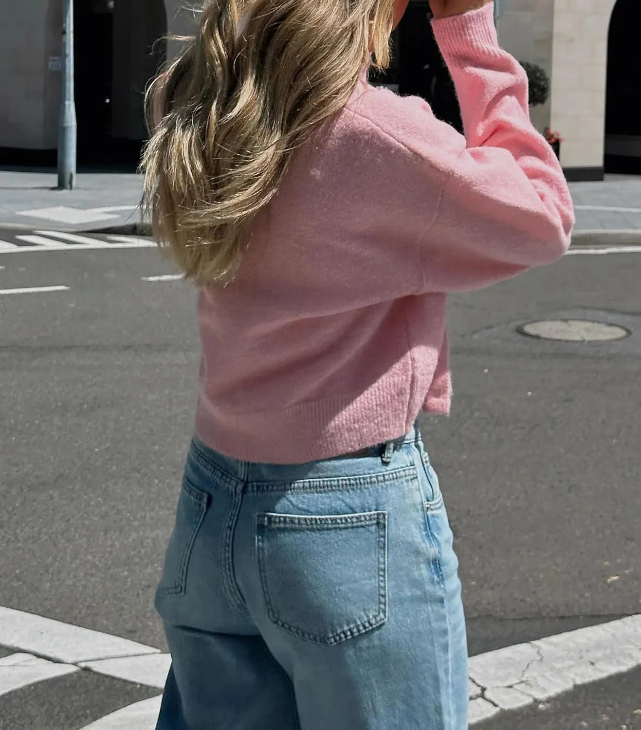 Women Casual Open Front Button Down Cropped Cardigan Sweaters Y2k Crewneck Long Sleeve Fall Knitwear Teen Clothes