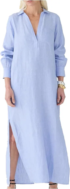 Women Cotton Linen Shirt Dress Casual Split Maxi Dresses Long Kimonos Cardigans Beach Cover Up Sundress