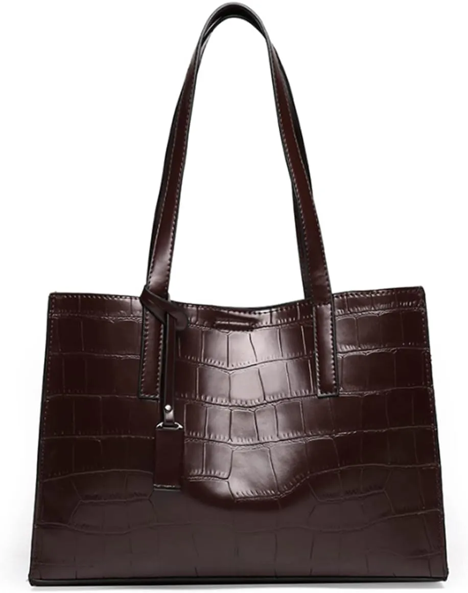 Women Crocodile Pattern Handbag Vintage Shoulder Bag Satchel Purse