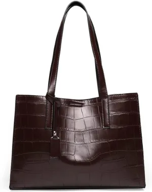 Women Crocodile Pattern Handbag Vintage Shoulder Bag Satchel Purse