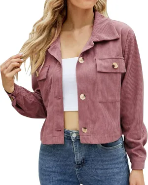 Women Double Breasted Corduroy Jacket Long Sleeve Work Office Casual Boyfriend Blazer Suit Coat for Women