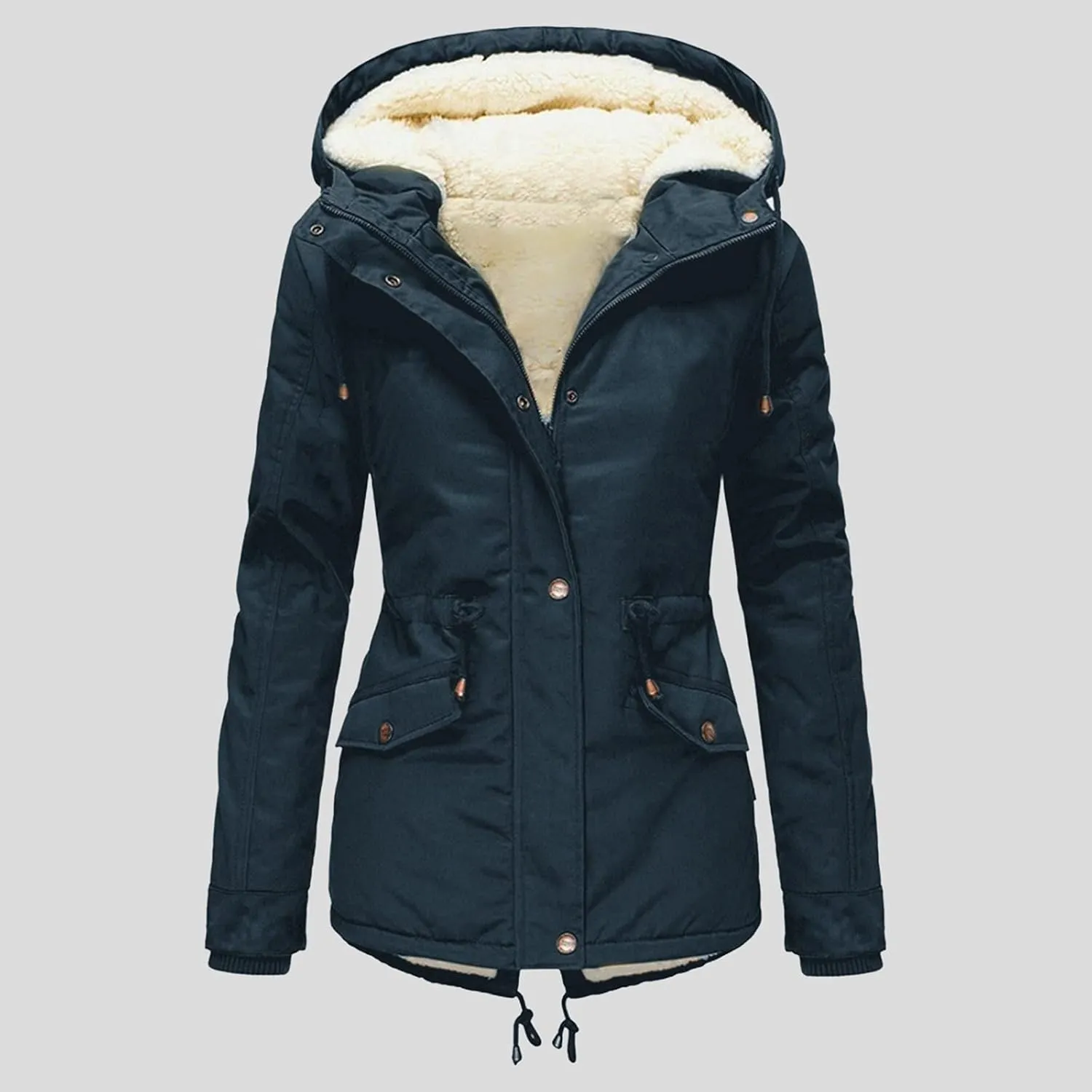 Women Plus Size Winter Overcoat Women's Jacket Thick Outwear Plush Lined Hooded Coat Warm Trench Women's Coat Women's